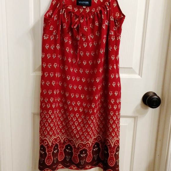 🌷VALLEY GIRL Spaghetti Dress Red Maroon SZ M - Picture 8 of 8